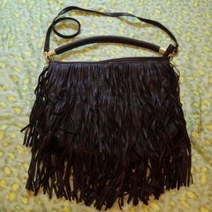 H&M shoulder black bag with fringe